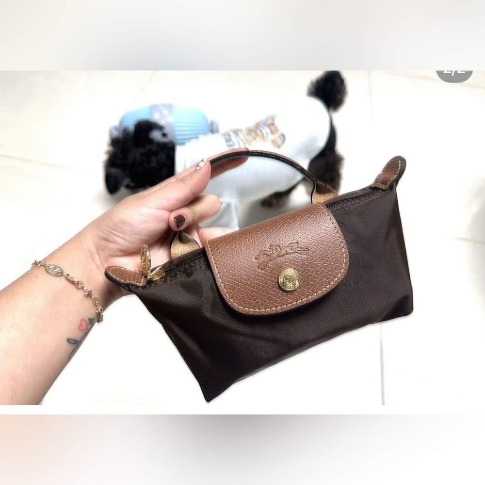 Longchamp‎ Le Pliage mini make-up bag coffee brown color - Picture 3 of 10